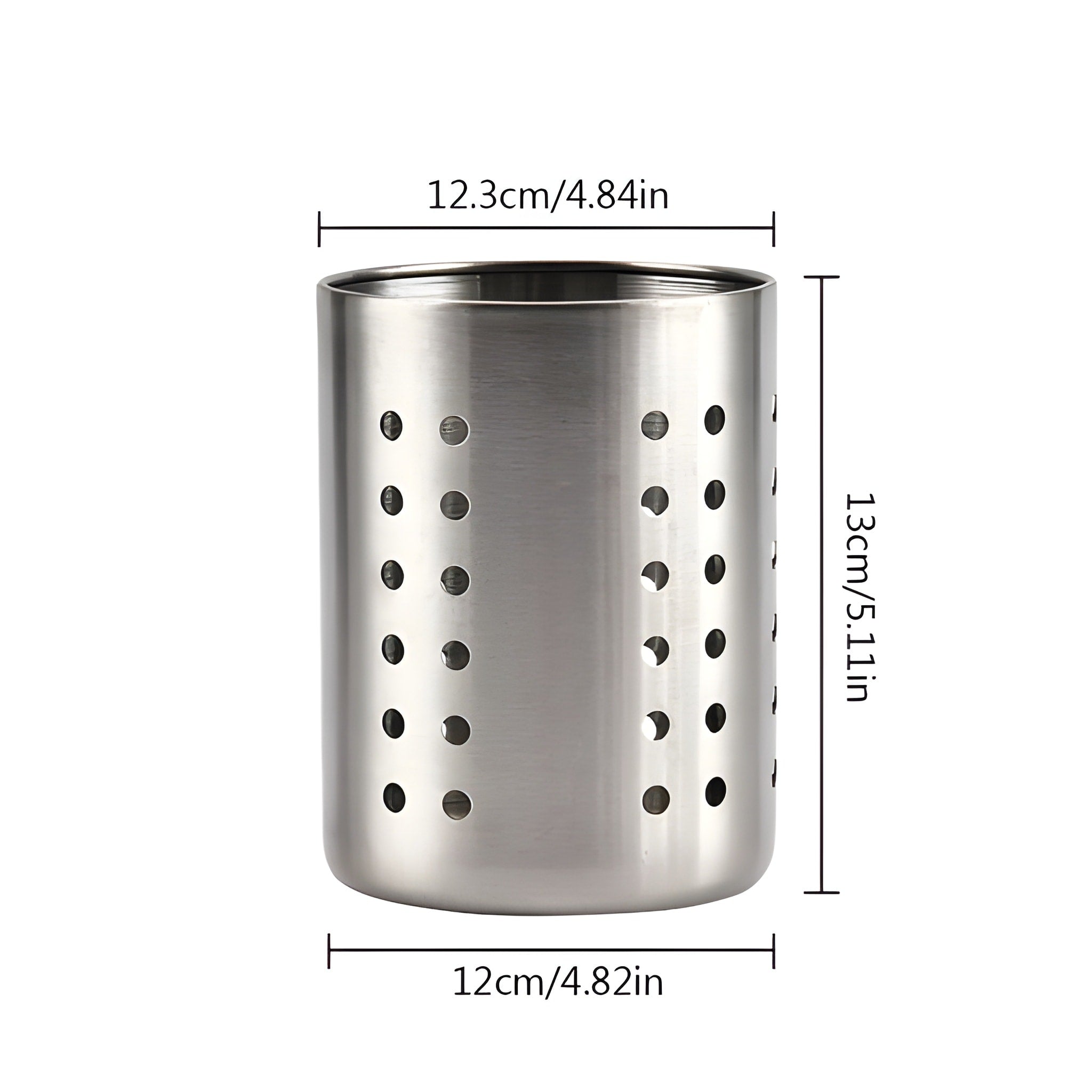 Stainless steel with dimensions on a white background