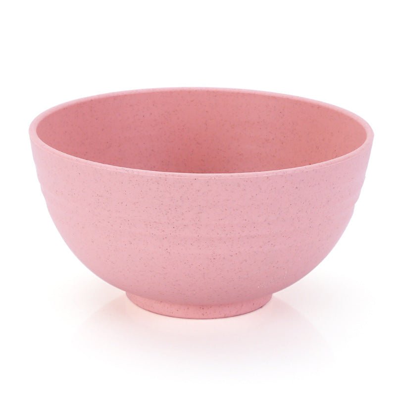  wheat straw cereal bowls pink on white background  